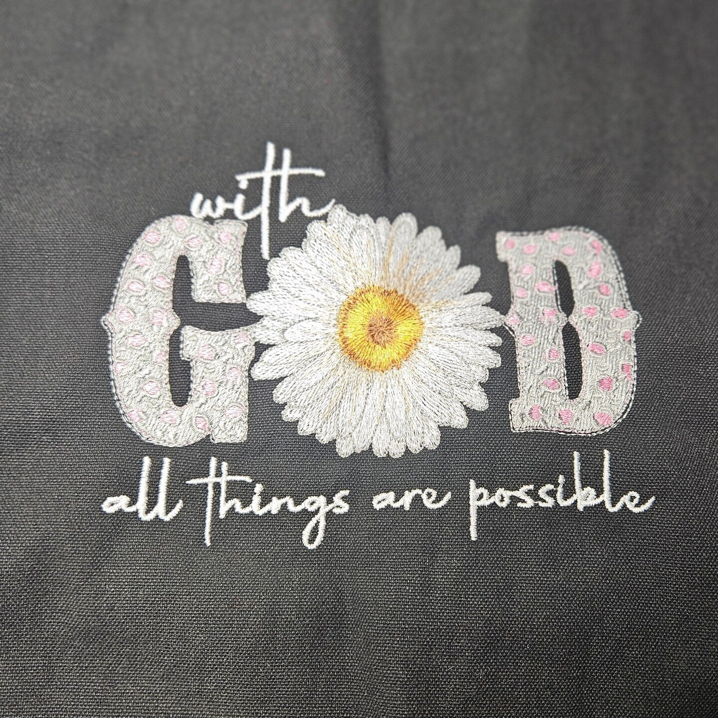 Embroidered With God Canvas Book Bag Reusable Grocery Sack Custom Shopping Bag Canvas Book Tote Mother's Day Gift