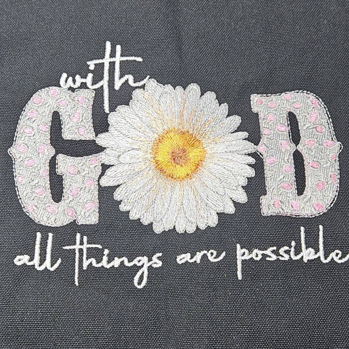 Embroidered With God Canvas Book Bag Reusable Grocery Sack Custom Shopping Bag Canvas Book Tote Mother's Day Gift