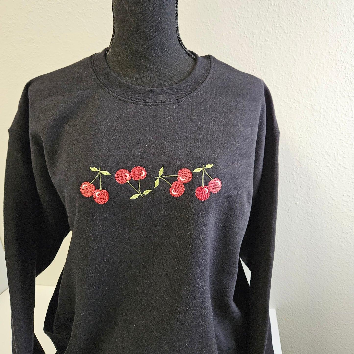 Embroidered Cherries Sweatshirt Mother's Day Sweater Gift Soft Comfy Pullover Present Unisex Hoodie Custom Crewneck