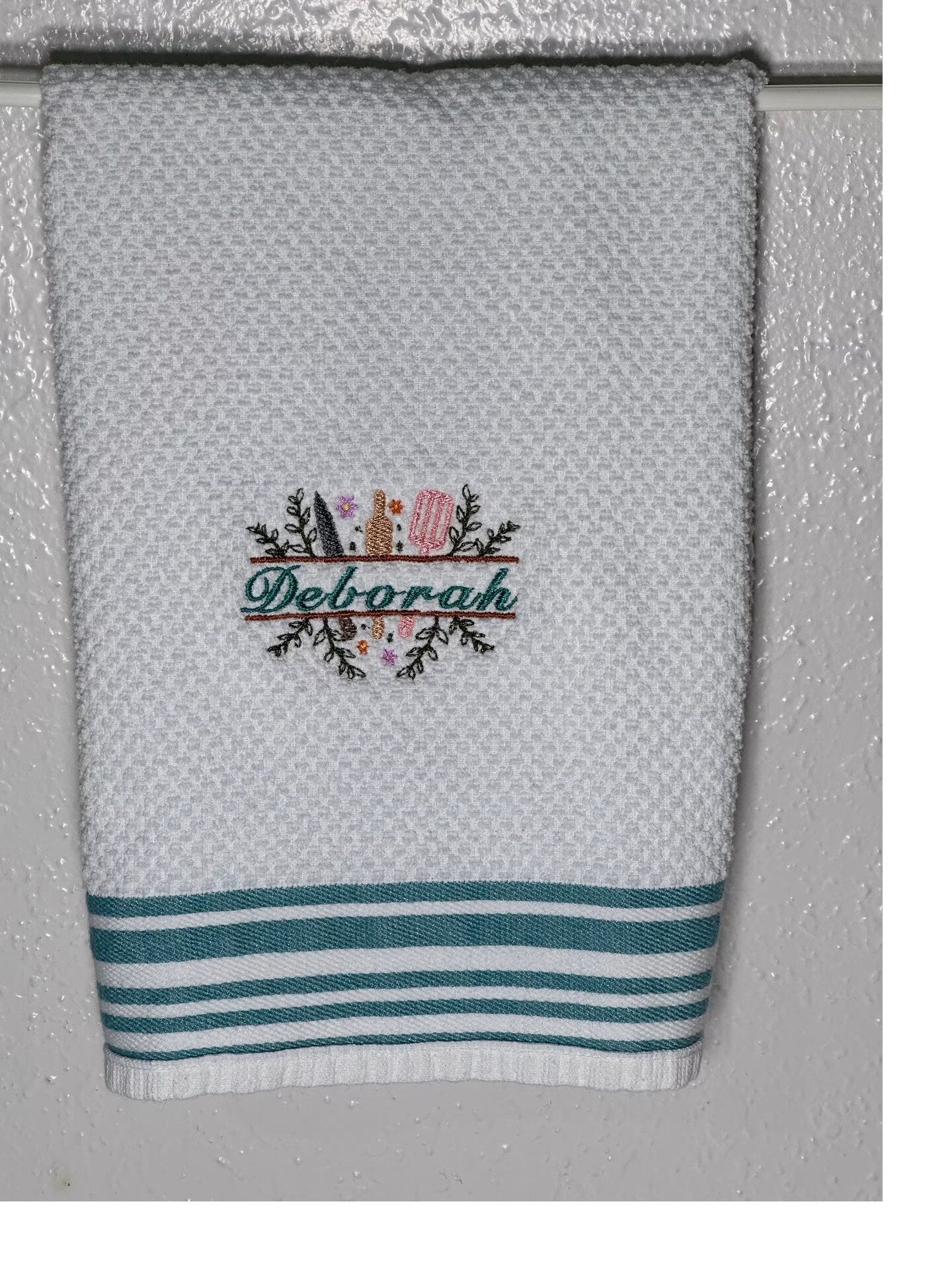 Personalized Embroidered Kitchen Towel Thank You Gift Home Decor Cloth Custom Tea Towel