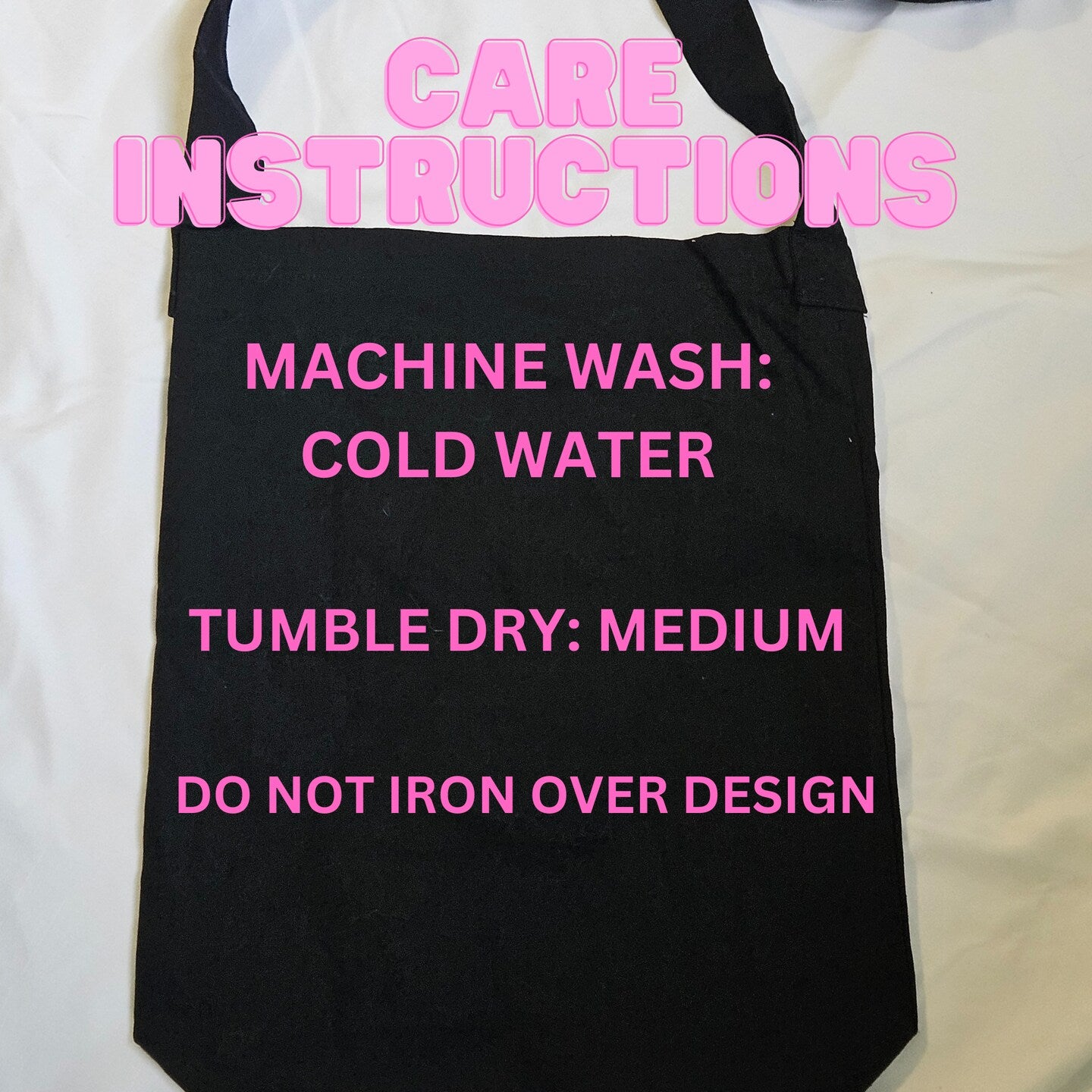 Care instructions for embroidered sling tote bag