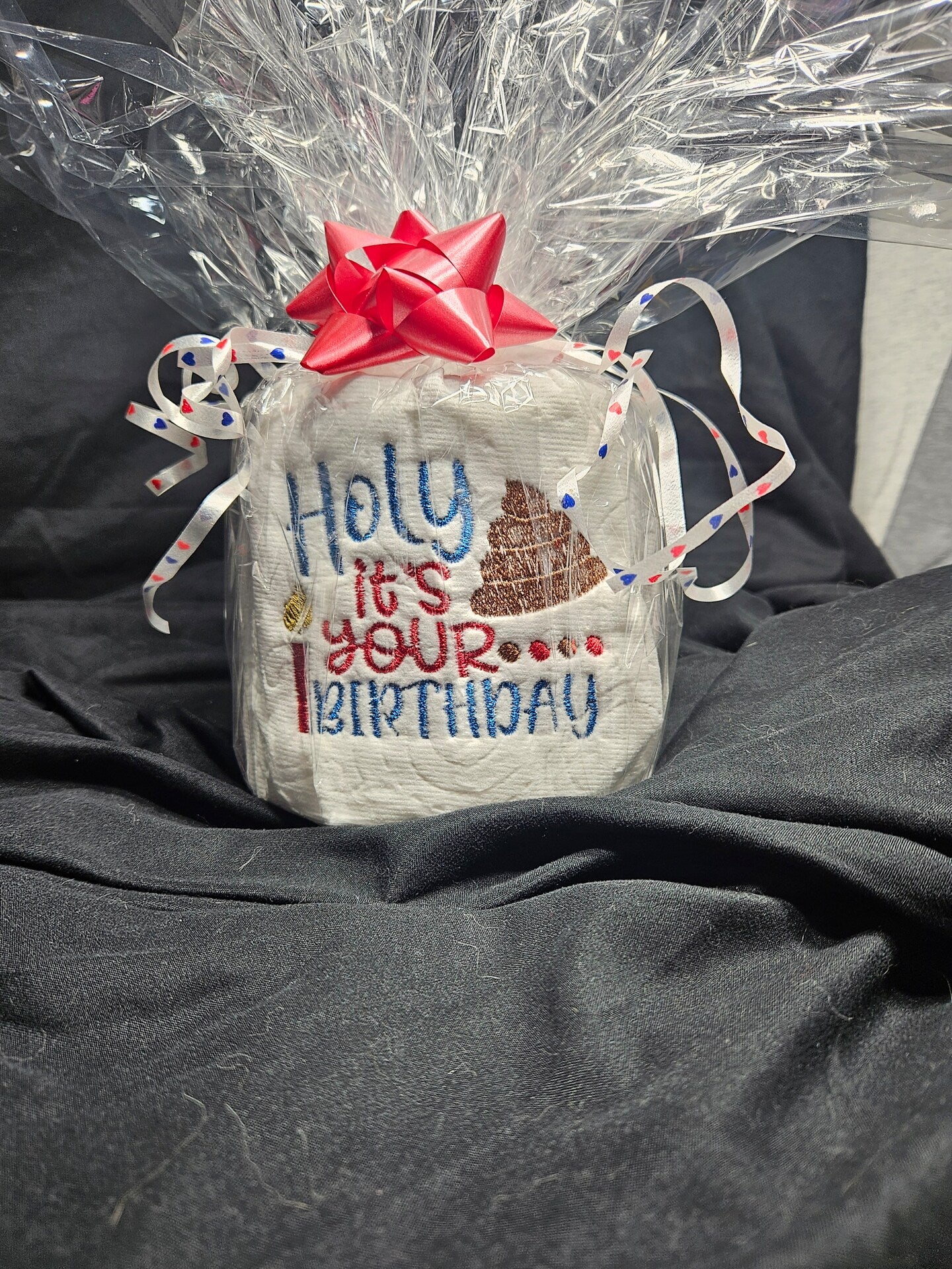 Embroidered Birthday Toilet Paper White Elephant Present Bathroom Humor Home Decor TP Decoration