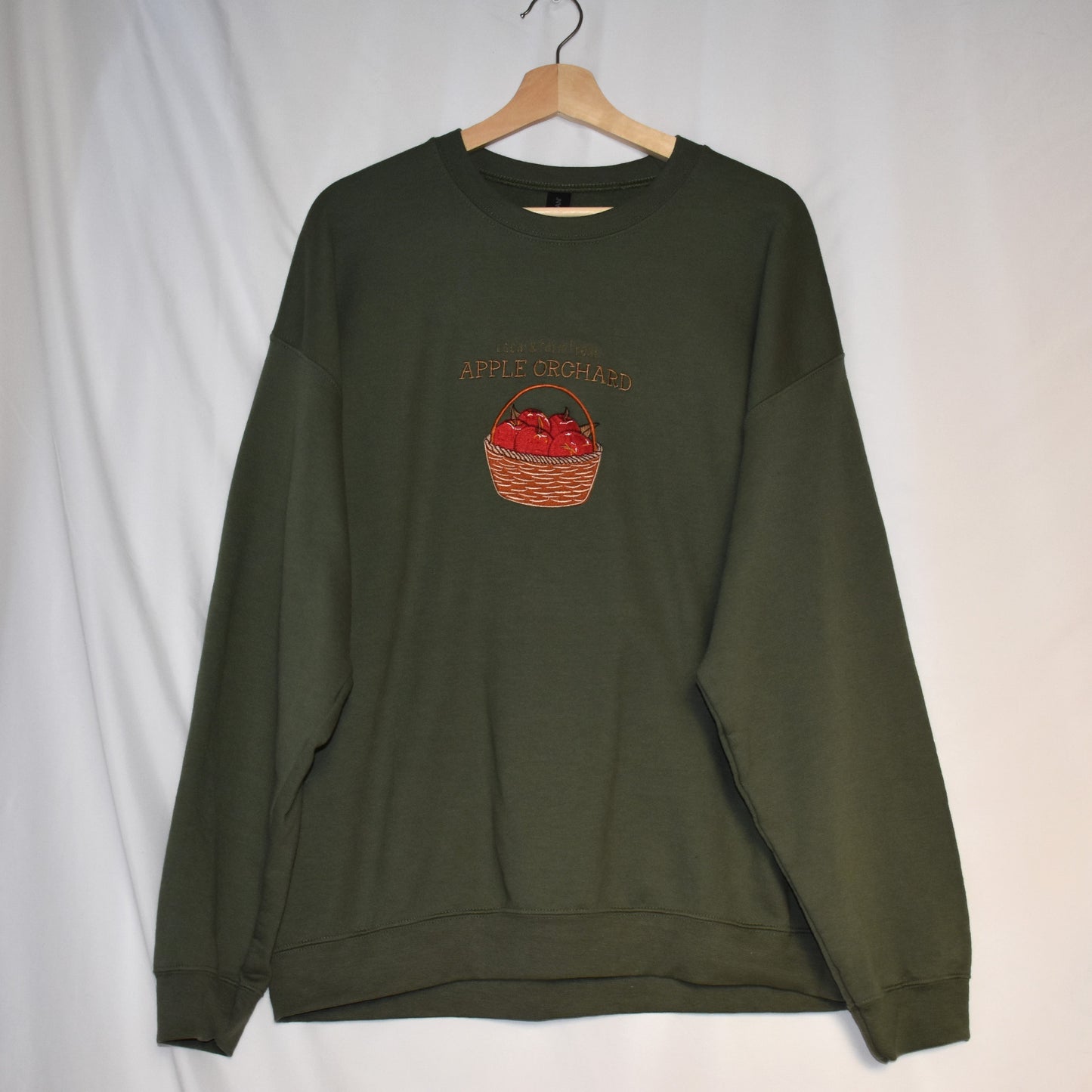 Embroidered Apple Orchard Sweatshirt | Fall Crewneck or Hoodie | Farm Fresh Autumn Basket Embroidery | Made to Order