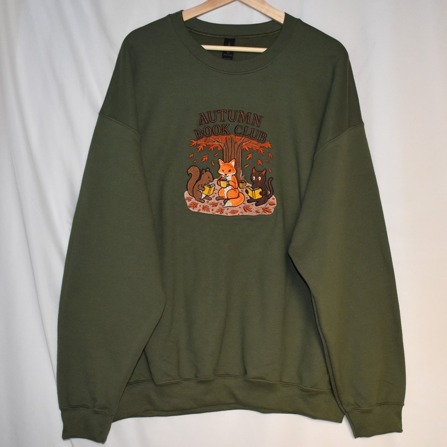 Autumn Book Club Embroidered Sweatshirt | Cozy Fall Crewneck or Hoodie | Made to Order in 11 Colors