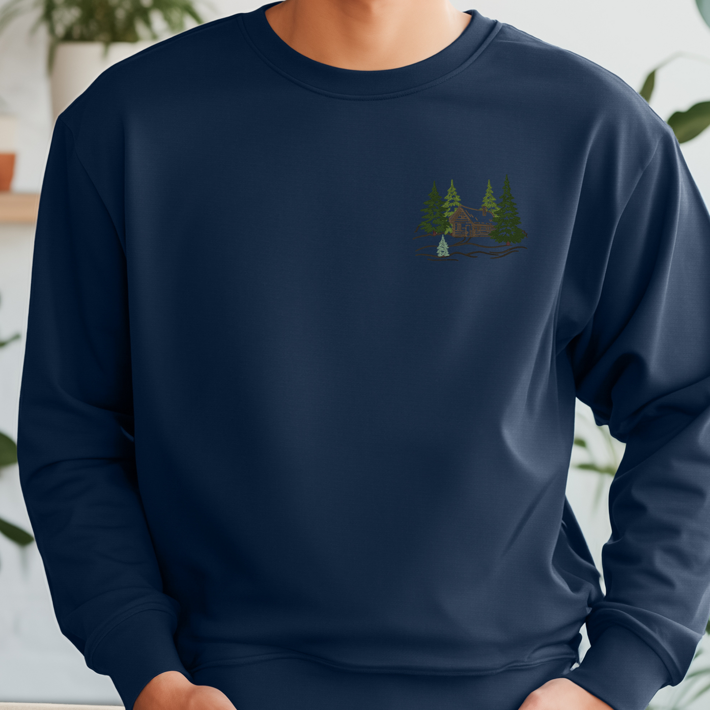 Embroidered Sweatshirt Cabin in the Woods Soft Comfy Sweater Gift Custom Unisex Hoodie Custom Crewneck Nature Lover Present