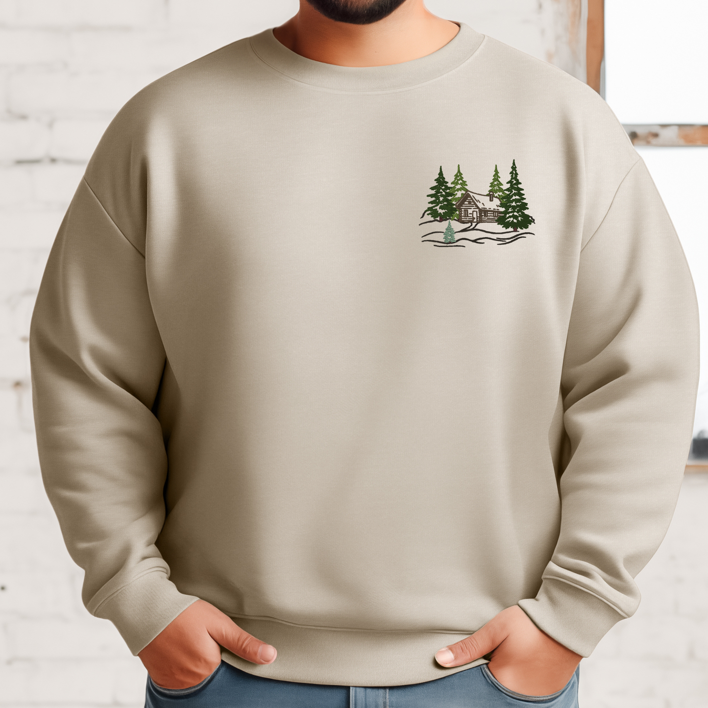 Embroidered Sweatshirt Cabin in the Woods Soft Comfy Sweater Gift Custom Unisex Hoodie Custom Crewneck Nature Lover Present