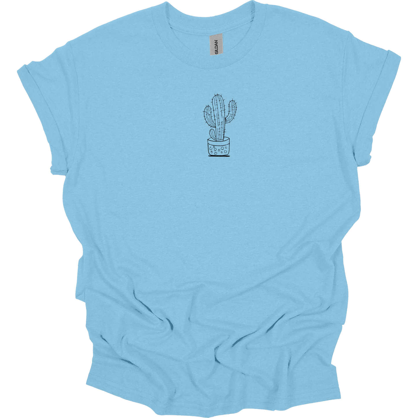 Embroidered T-shirt Cactus Womens Tee Shirt Gift Unisex Comfy Pullover Shirt Teen Present Embroidered Custom Crewneck T-shirt