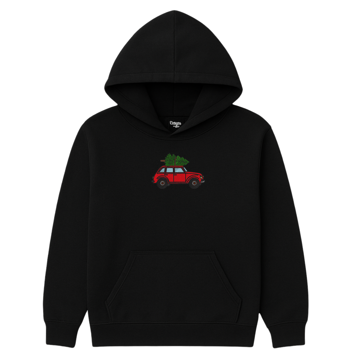Christmas Car Embroidered Sweatshirt | Red Car with Tree | Gildan Hoodie or Crewneck | Made to Order | 11 Colors Available