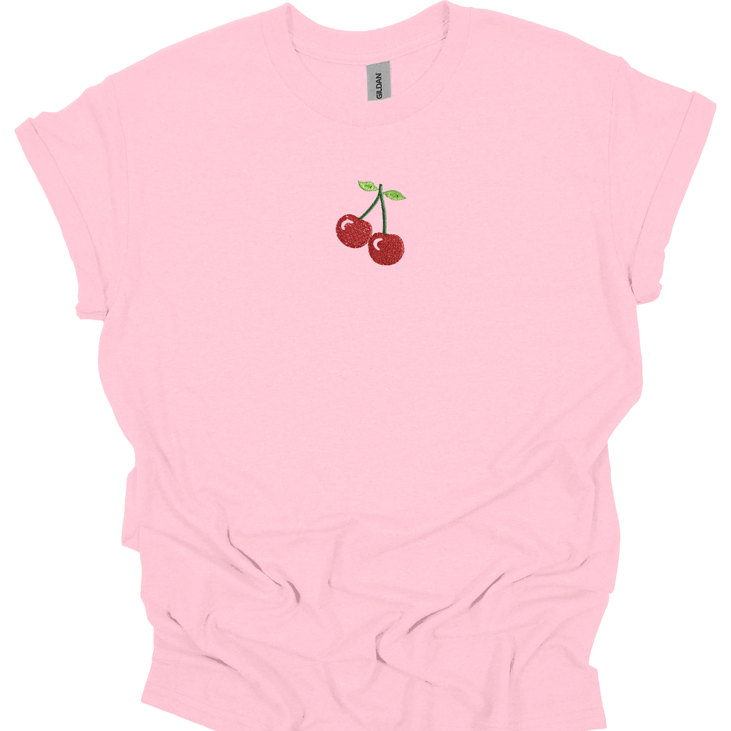 Embroidered Cherry T-shirt Womens Tee Shirt Gift Unisex Comfy Pullover Shirt Teen Present Embroidered Custom Crewneck T-shirt