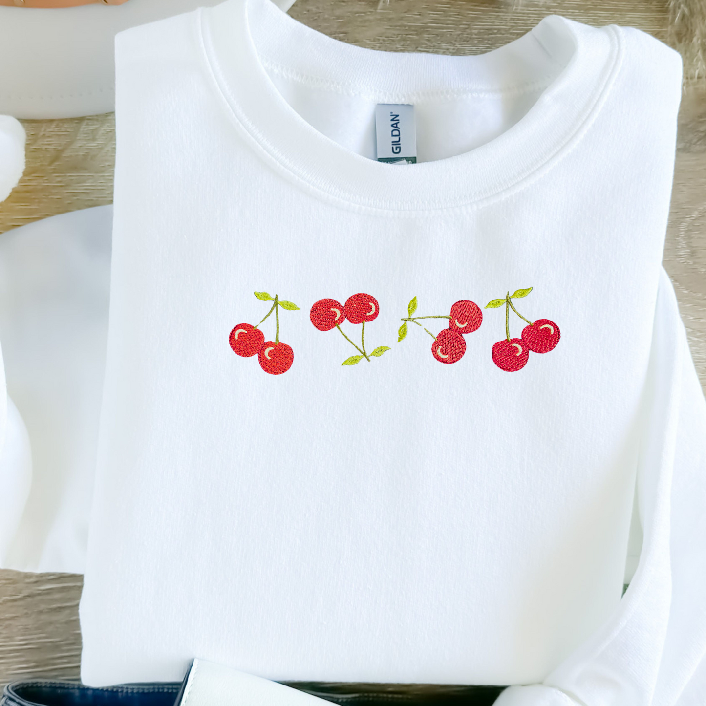 Embroidered Cherries Sweatshirt Mother's Day Sweater Gift Soft Comfy Pullover Present Unisex Hoodie Custom Crewneck