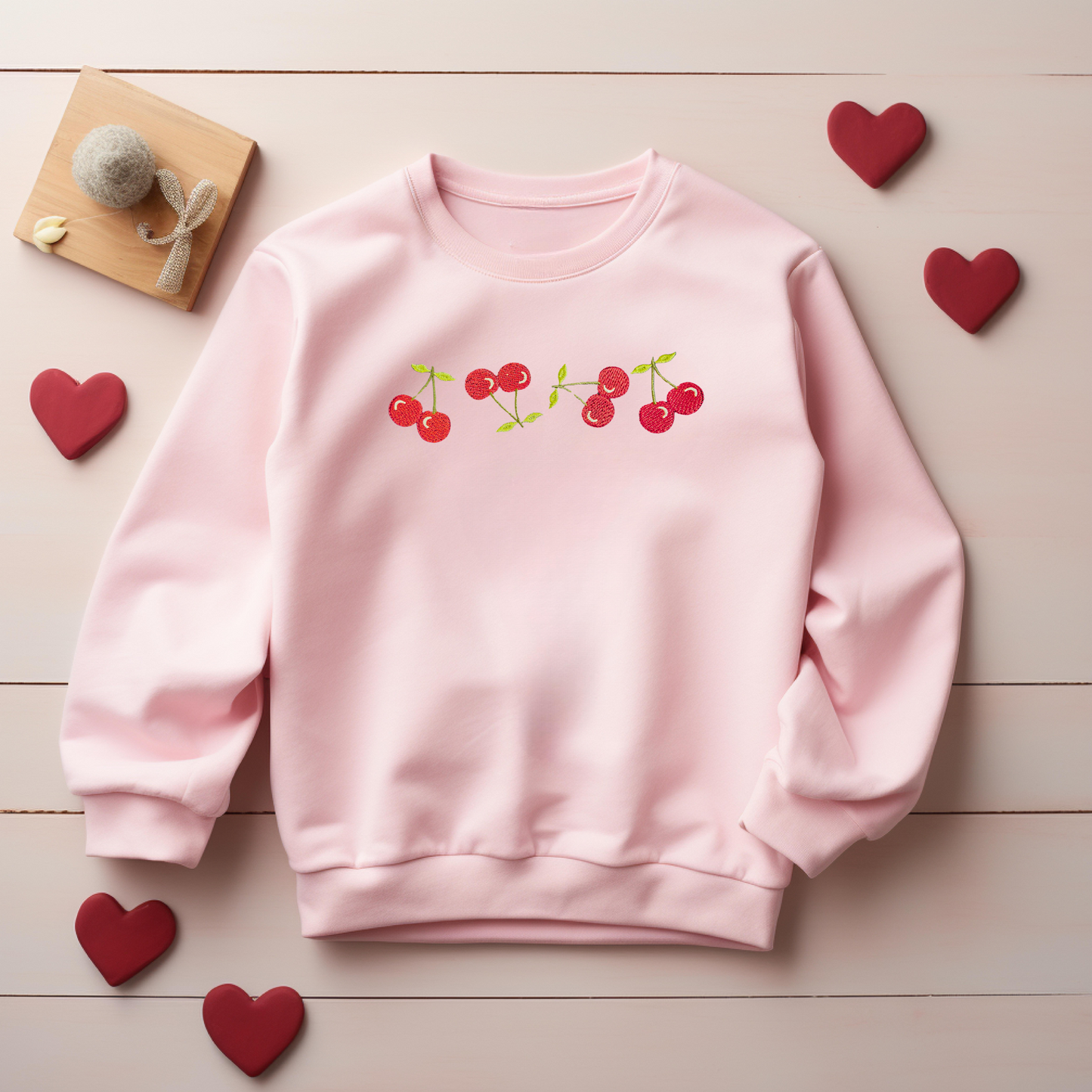 Embroidered Cherries Sweatshirt Mother's Day Sweater Gift Soft Comfy Pullover Present Unisex Hoodie Custom Crewneck