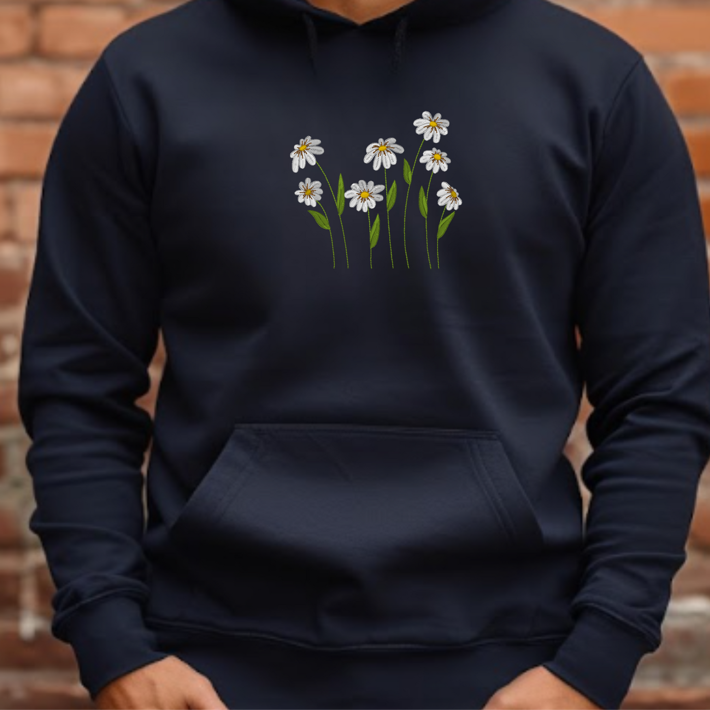 Embroidered Sweatshirt Daisies Flower Lover Sweater Gift Floral Pullover Gardner Present Unisex Hoodie Custom Crewneck