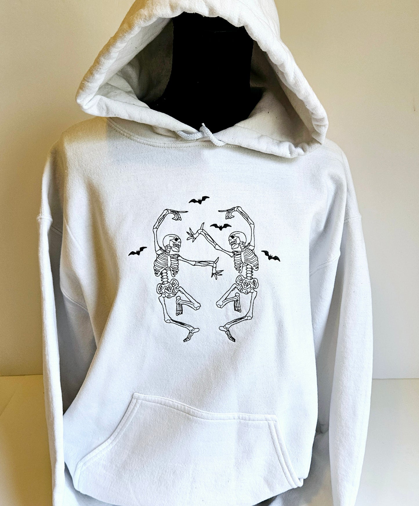 Embroidered Dancing Skeletons and Bats Crewneck or Hoodie Sweatshirt Comfy Gift for him and her Custom Crewneck for Mom