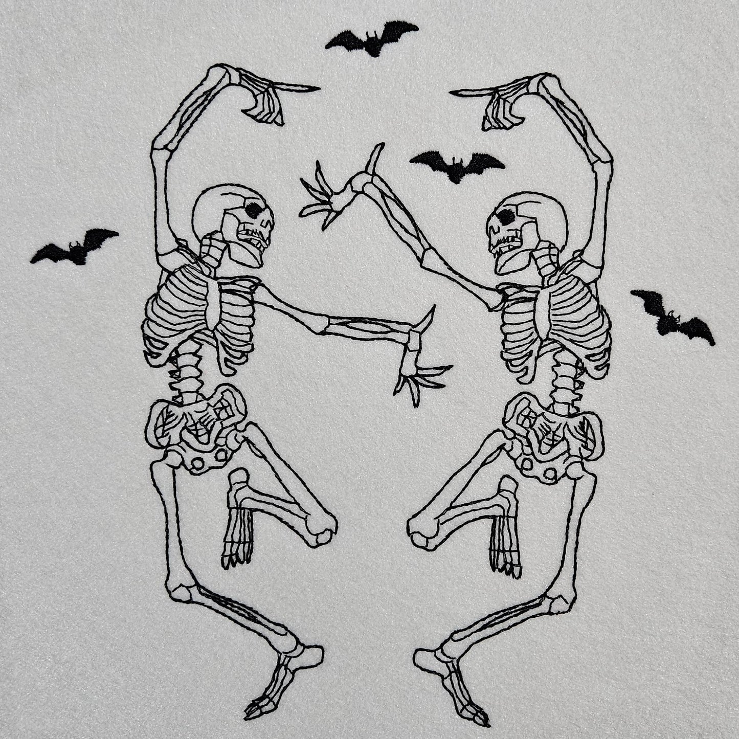 Embroidered Dancing Skeletons and Bats Crewneck or Hoodie Sweatshirt Comfy Gift for him and her Custom Crewneck for Mom