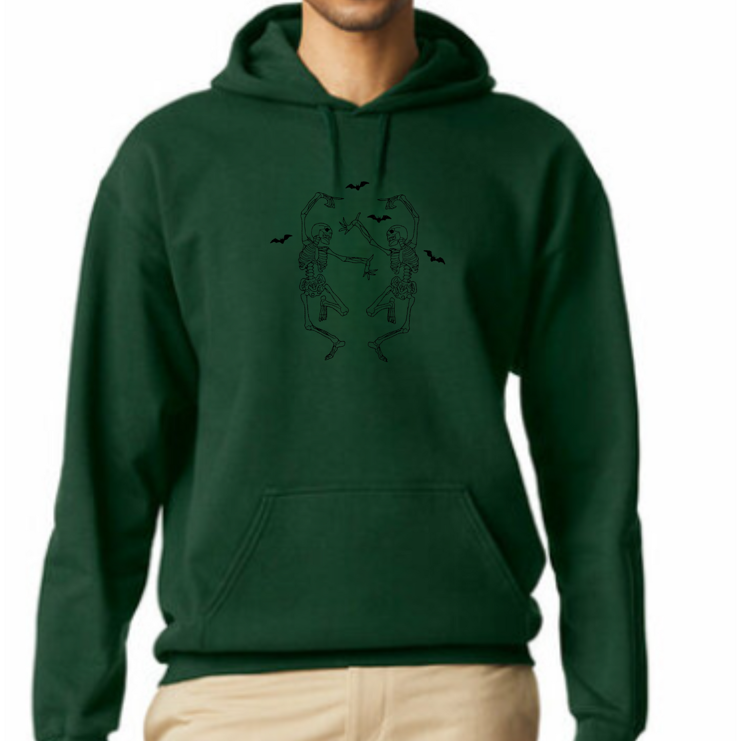 Embroidered Dancing Skeletons and Bats Crewneck or Hoodie Sweatshirt Comfy Gift for him and her Custom Crewneck for Mom