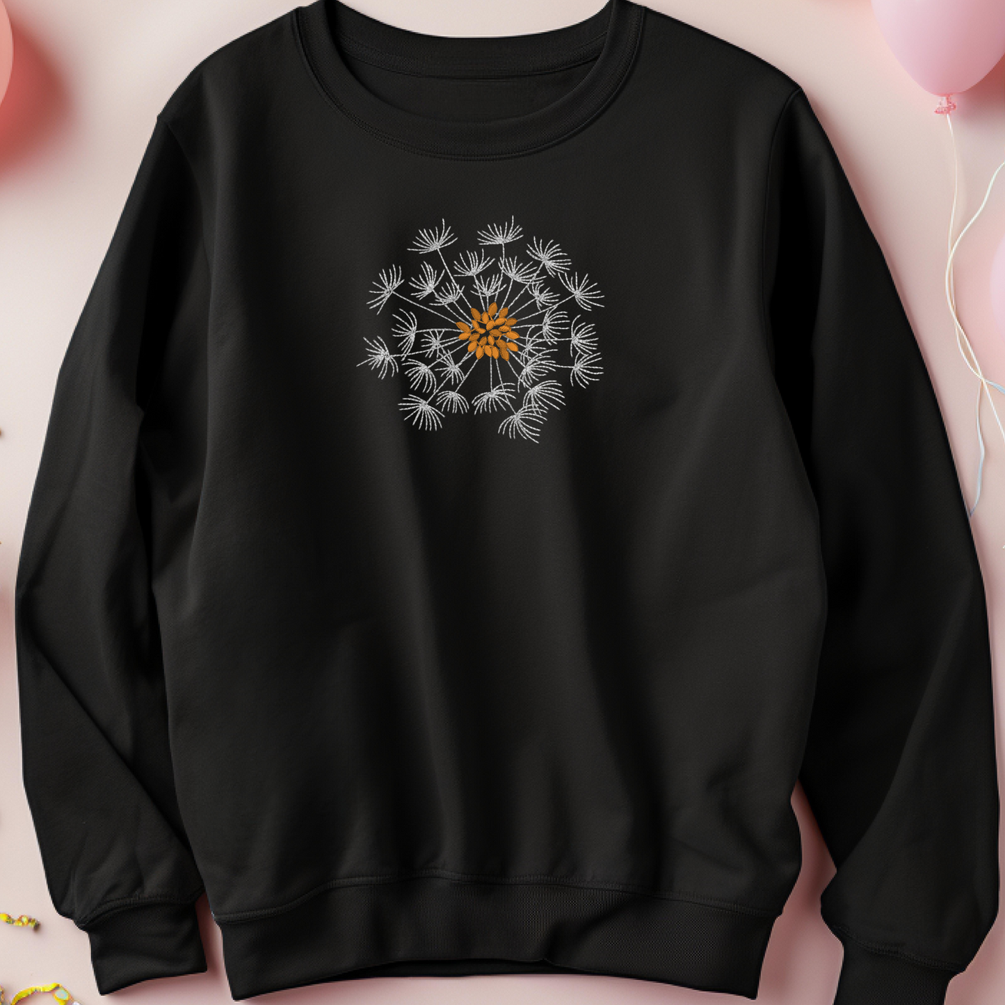 Embroidered Sweatshirt Dandelion Sweater Gift Comfy Womens Pullover Present Unisex Hoodie Embroidered Custom Crewneck Sweatshirt for Mom