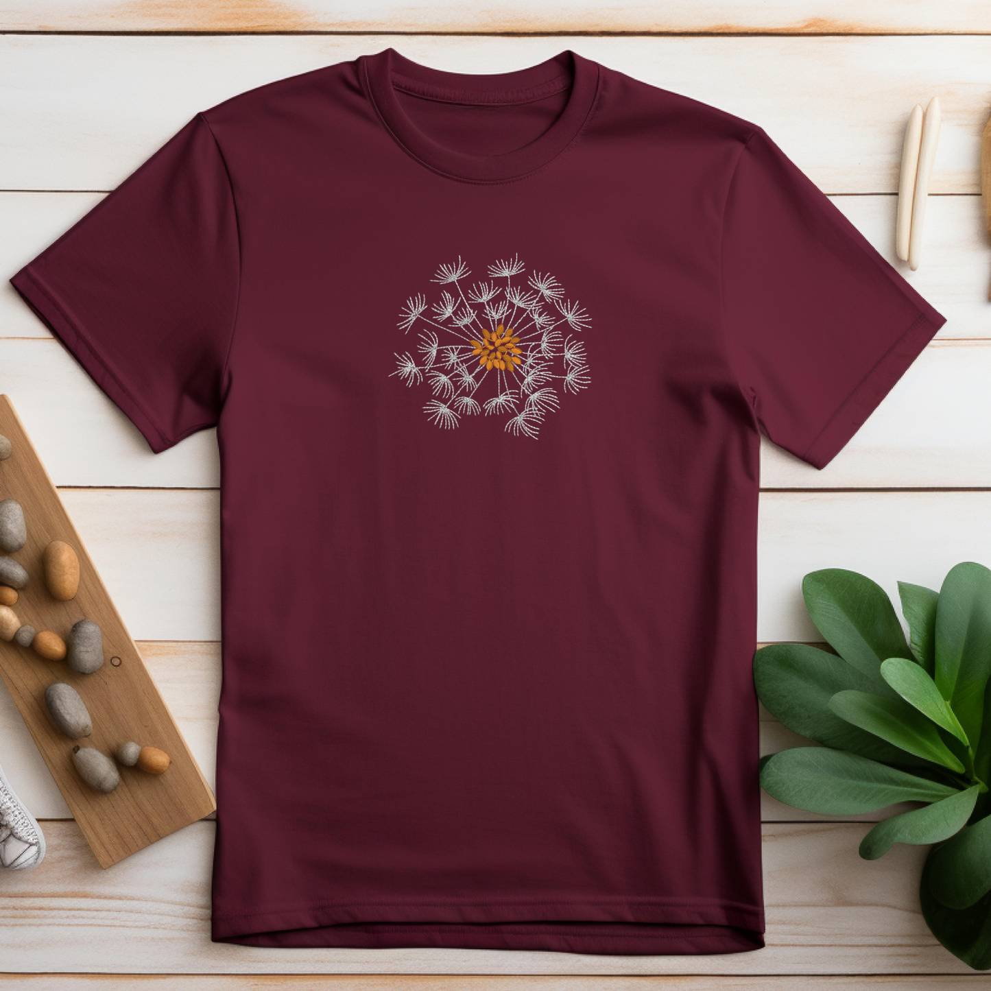 Embroidered Dandelion T-shirt Fun Mother's Day Shirt Gift Soft Comfy Pullover Tee Unisex Custom Crewneck Shirt