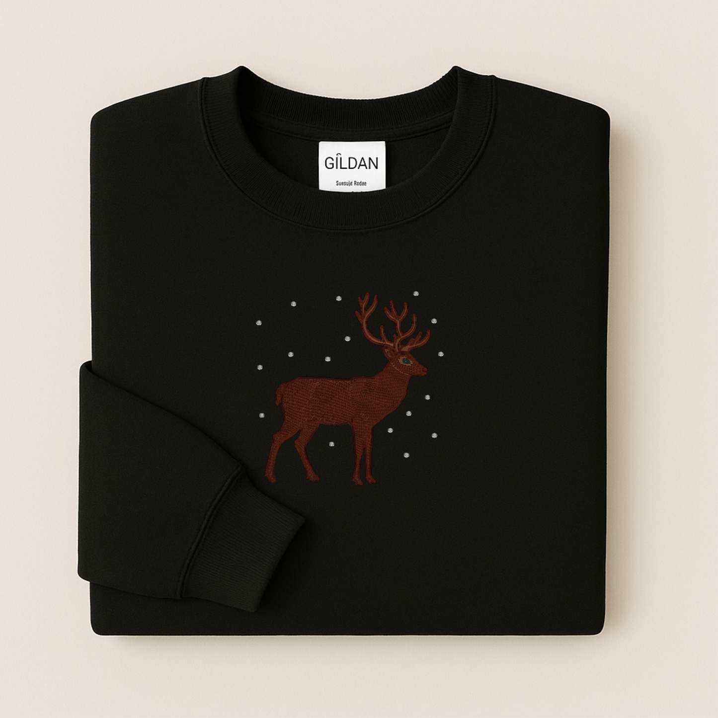 Deer Embroidered Sweatshirt | Winter Woodland Animal Crewneck or Hoodie | Gildan | Made to Order | 11 Colors Available