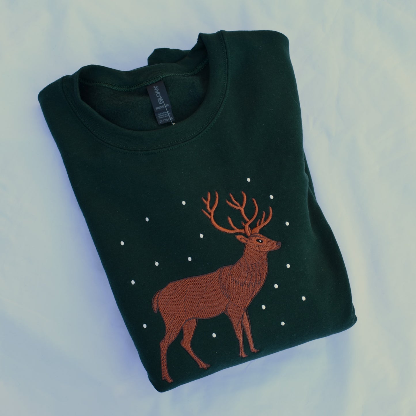 Deer Embroidered Sweatshirt | Winter Woodland Animal Crewneck or Hoodie | Gildan | Made to Order | 11 Colors Available