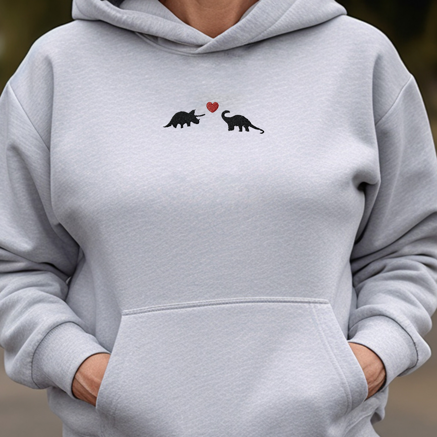 Embroidered Sweatshirt Dinosaurs Heart Mother's Day Sweater Gift Soft Comfy Pullover Present Unisex Hoodie Custom Crewneck