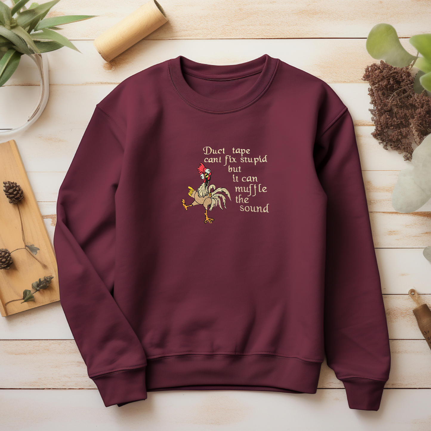 Embroidered Sweatshirt Chicken Sweater Comfy Gift Women's and Men's Funny Pullover Present Unisex Hoodie Embroidered Custom Crewneck