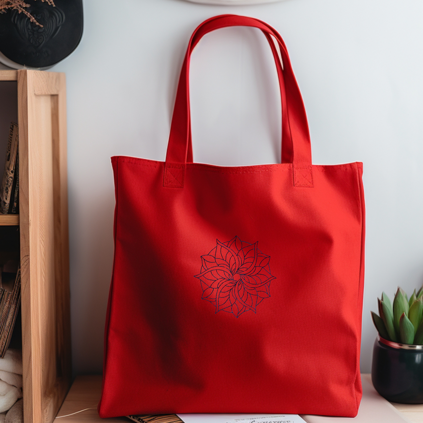 Personalized Embroidered Canvas Book Bag Reusable Grocery Sack Custom Shopping Bag Canvas Tote Mother's Day Gift Present for Book Lover