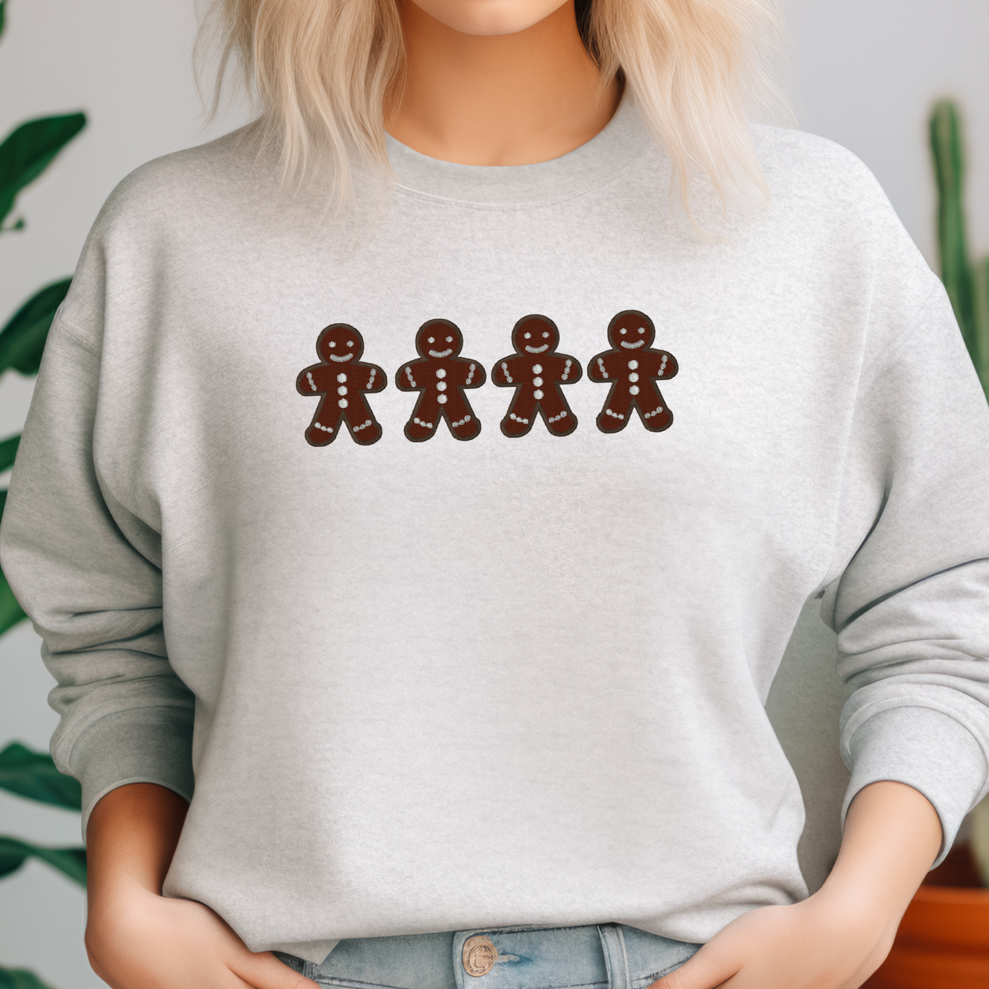 Gingerbread Men Embroidered Sweatshirt | Christmas Cookie Crewneck or Hoodie | Gildan | Made to Order | 11 Colors Available