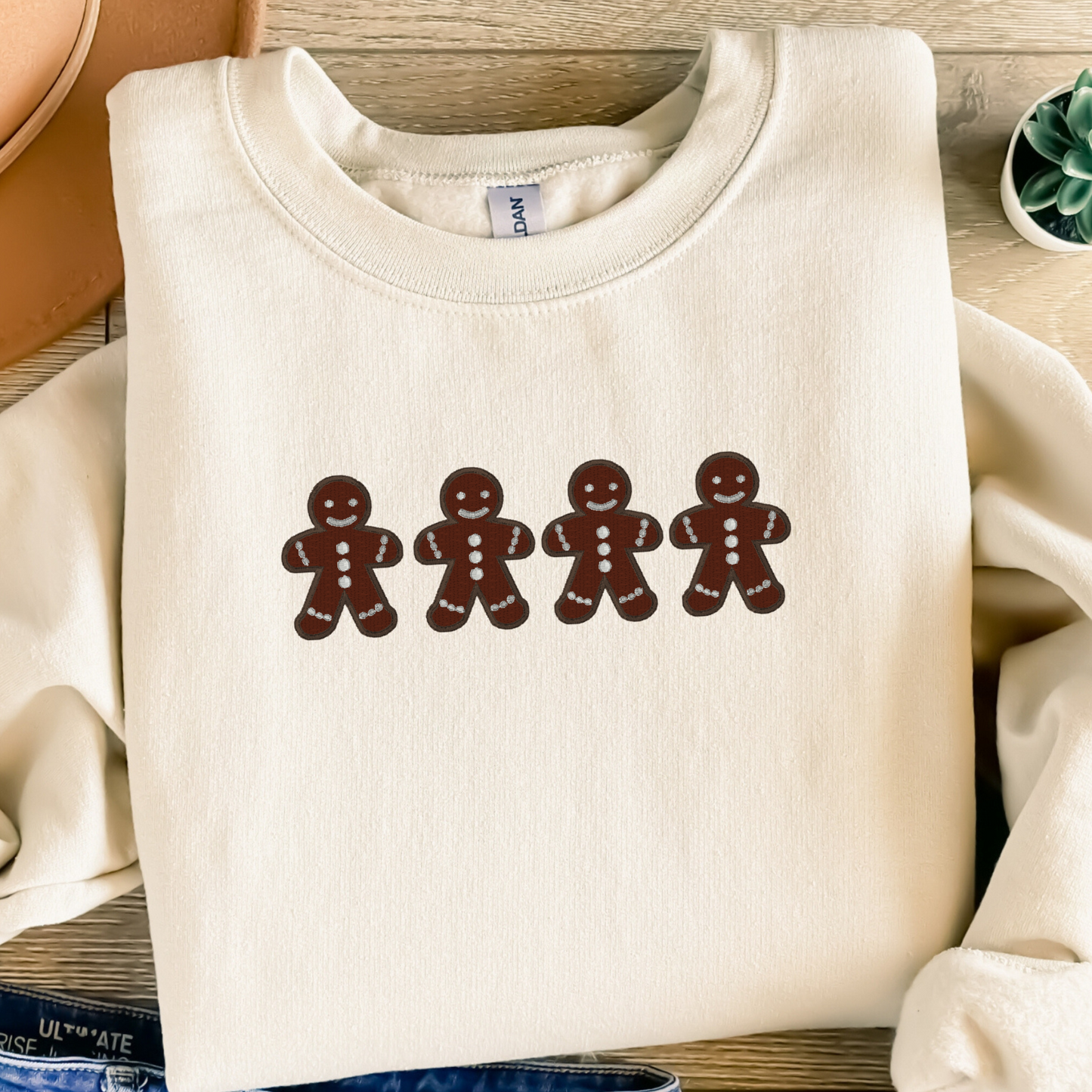 Gingerbread Men Embroidered Sweatshirt | Christmas Cookie Crewneck or Hoodie | Gildan | Made to Order | 11 Colors Available