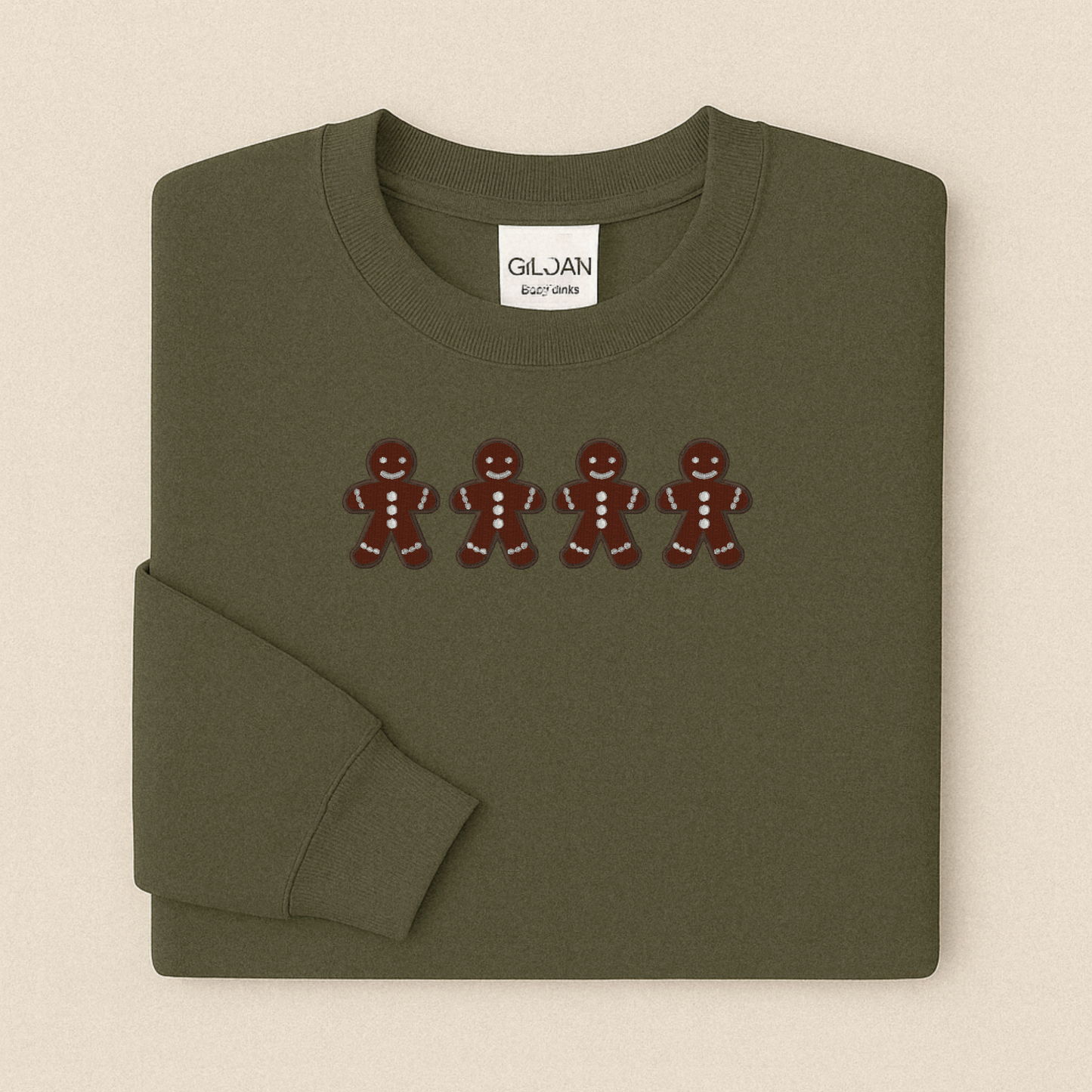 Gingerbread Men Embroidered Sweatshirt | Christmas Cookie Crewneck or Hoodie | Gildan | Made to Order | 11 Colors Available