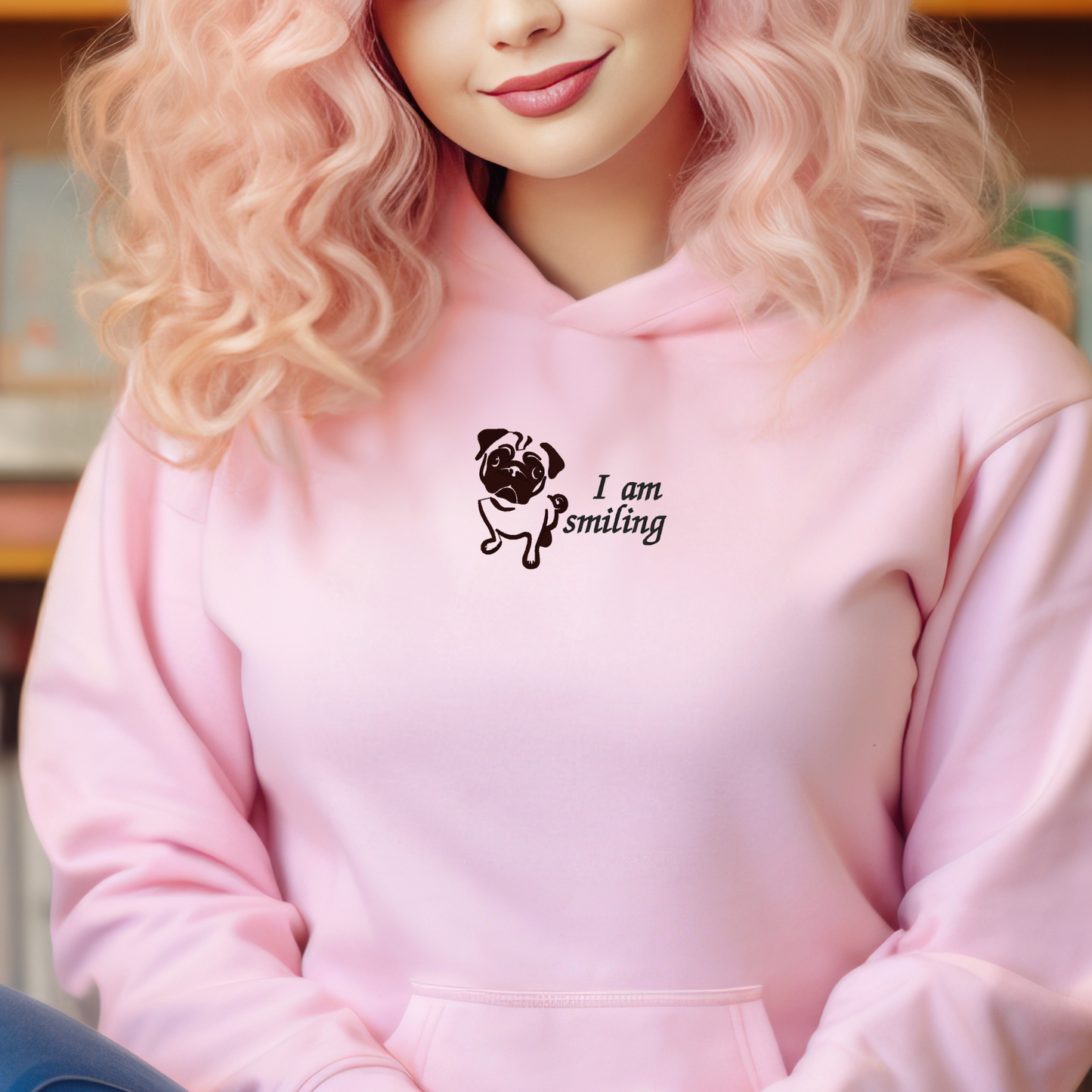 Embroidered Sweatshirt I am Smiling Sweater Comfy Gift Women's and Men's Pullover Present Unisex Hoodie Embroidered Custom Crewneck