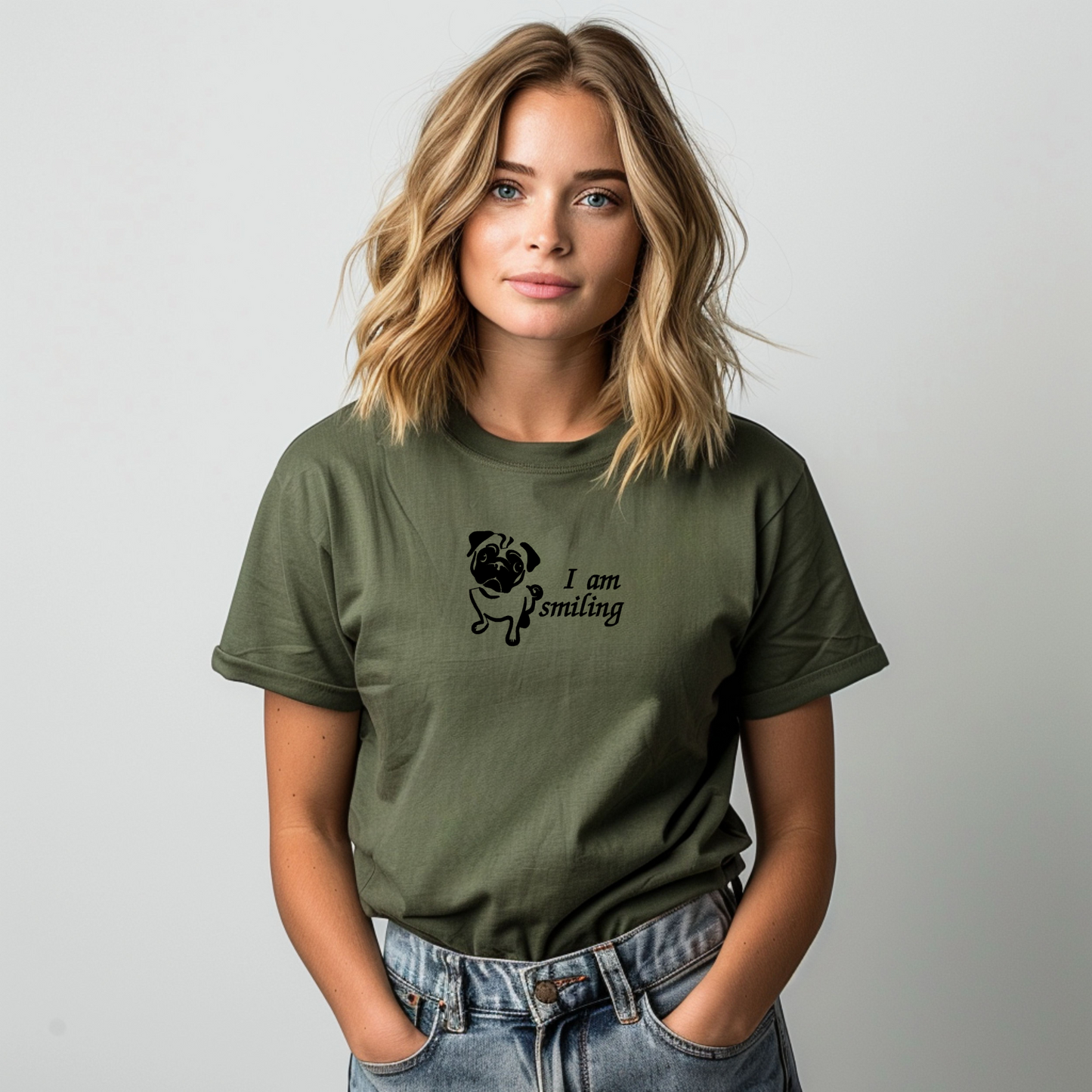 Embroidered T-shirt I am Smiling Womens Tee Shirt Gift Unisex Comfy Pullover Shirt Teen Present Embroidered Custom Crewneck T-shirt