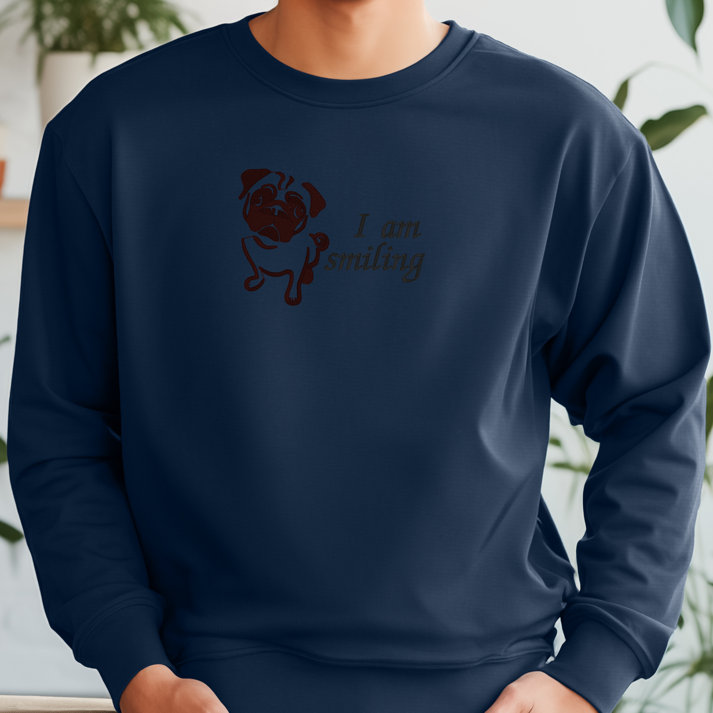 Embroidered Sweatshirt I am Smiling Sweater Comfy Gift Women's and Men's Pullover Present Unisex Hoodie Embroidered Custom Crewneck