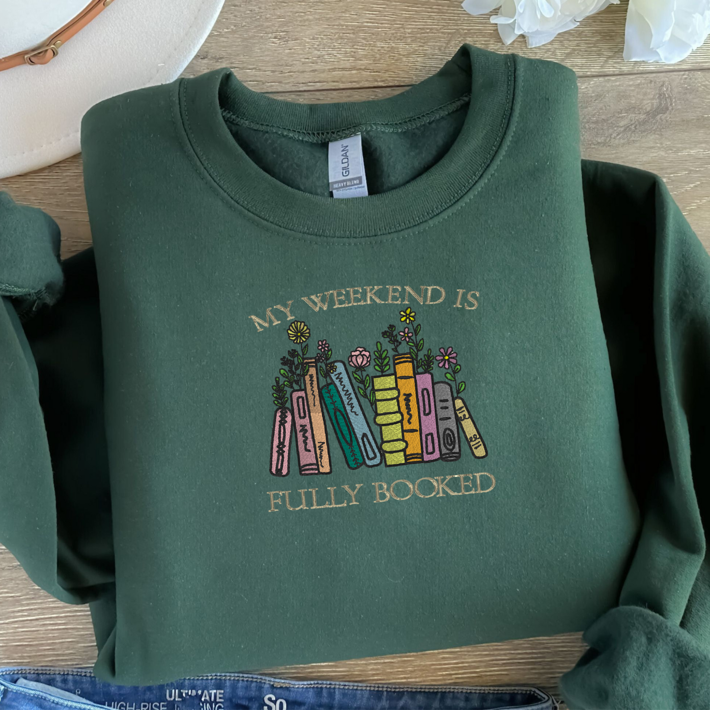 Embroidered Sweatshirt My Weekend is Fully Booked Sweater Gift Comfy Pullover Present Unisex Hoodie Book Lover Custom Crewneck Sweatshirt