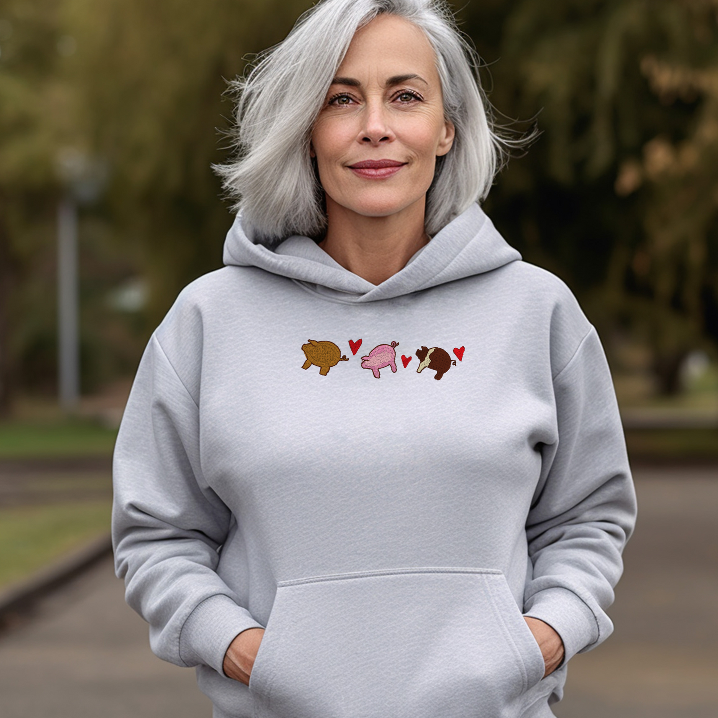 Embroidered Sweatshirt Pigs Sweater Mother's Day Gift Custom Unisex Hoodie Custom Crewneck Animal Lover Present