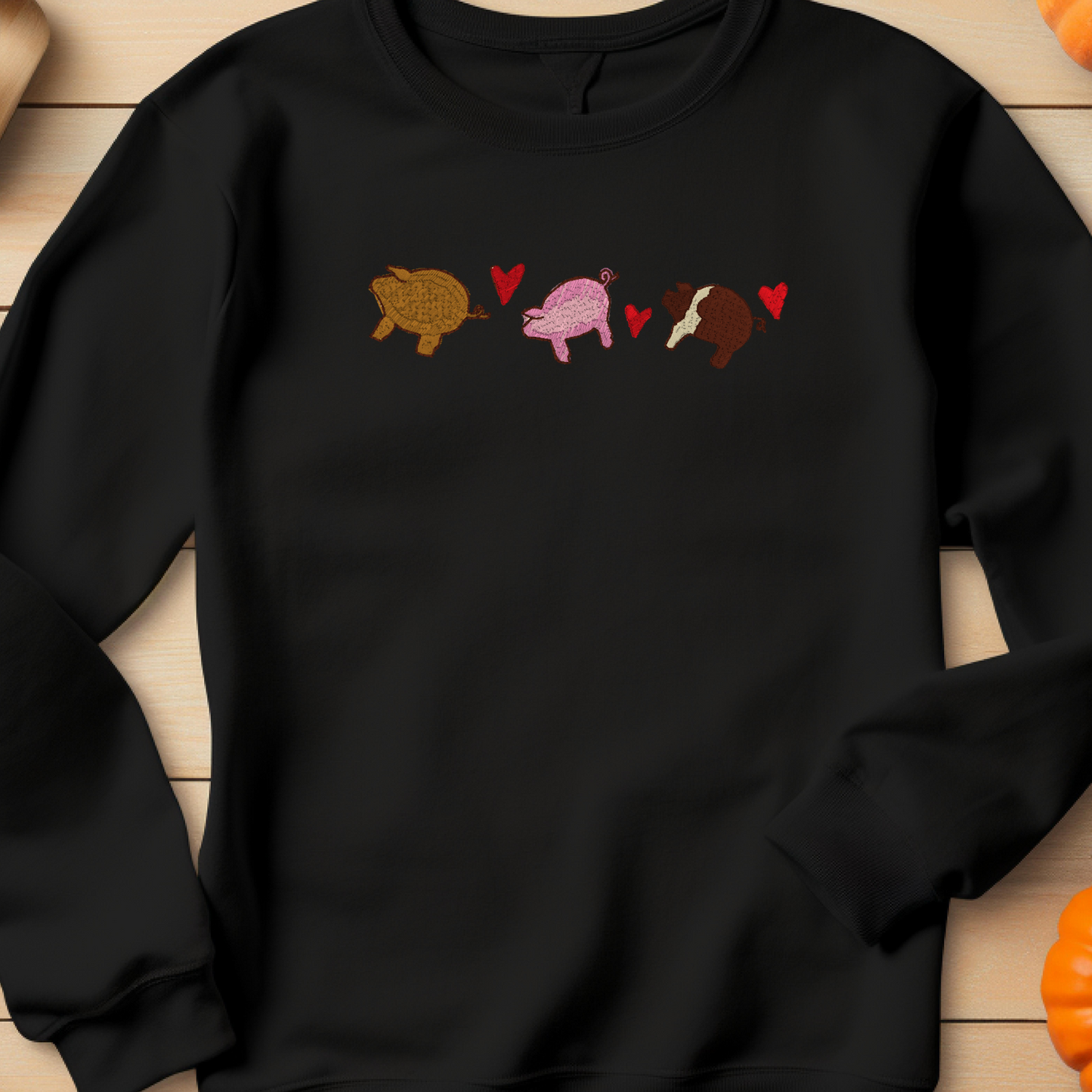 Embroidered Sweatshirt Pigs Sweater Mother's Day Gift Custom Unisex Hoodie Custom Crewneck Animal Lover Present