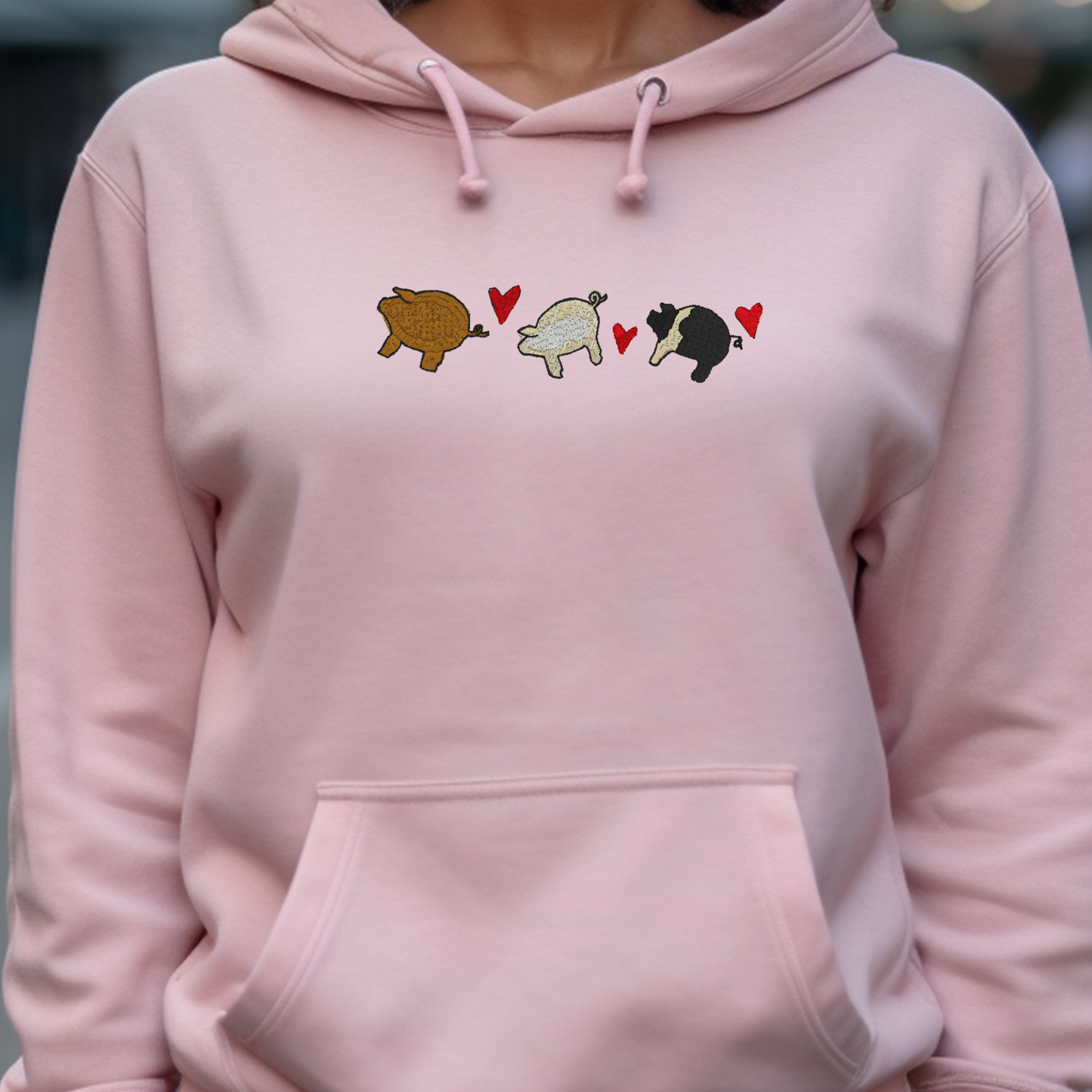 Embroidered Sweatshirt Pigs Sweater Mother's Day Gift Custom Unisex Hoodie Custom Crewneck Animal Lover Present