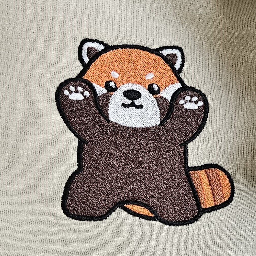 Embroidered Sweatshirt Red Panda Sweater Comfy Gift Women's and Men's Pullover Present Unisex Hoodie Animal Lovers Custom Crewneck