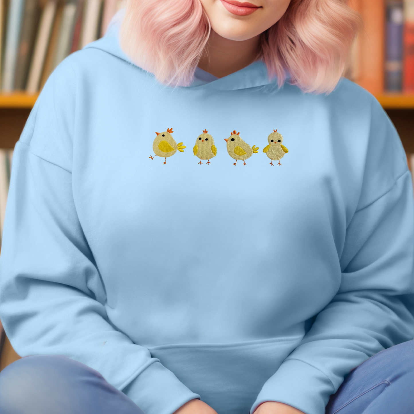 Embroidered Sweatshirt Chicks Sweater Gift Comfy Women's and Men's Pullover Present Unisex Hoodie Animal Lovers Custom Crewneck Sweatshirt