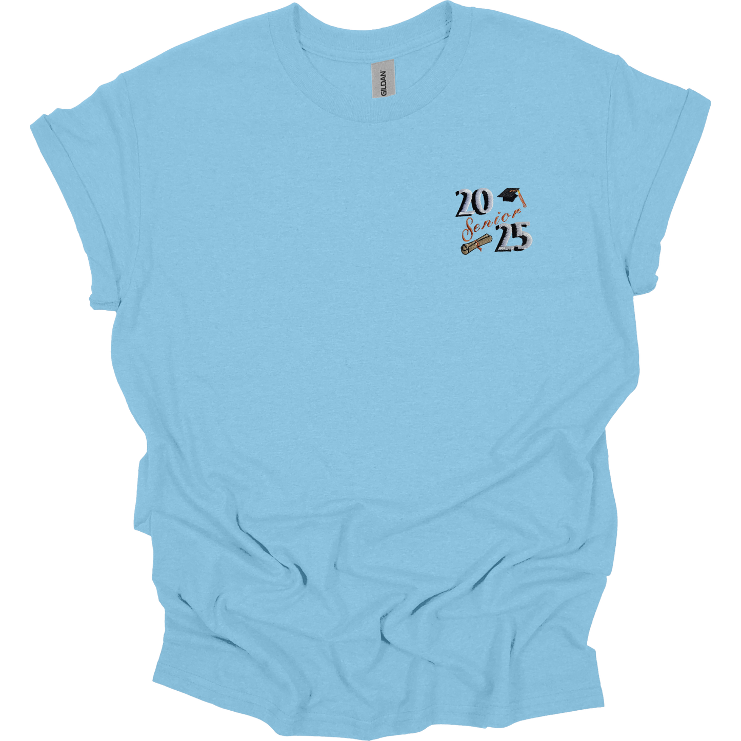Personalized Embroidered Senior T-shirt Graduation Tee Shirt Gift Unisex Comfy Pullover Shirt Teen Present Custom Crewneck T-shirt