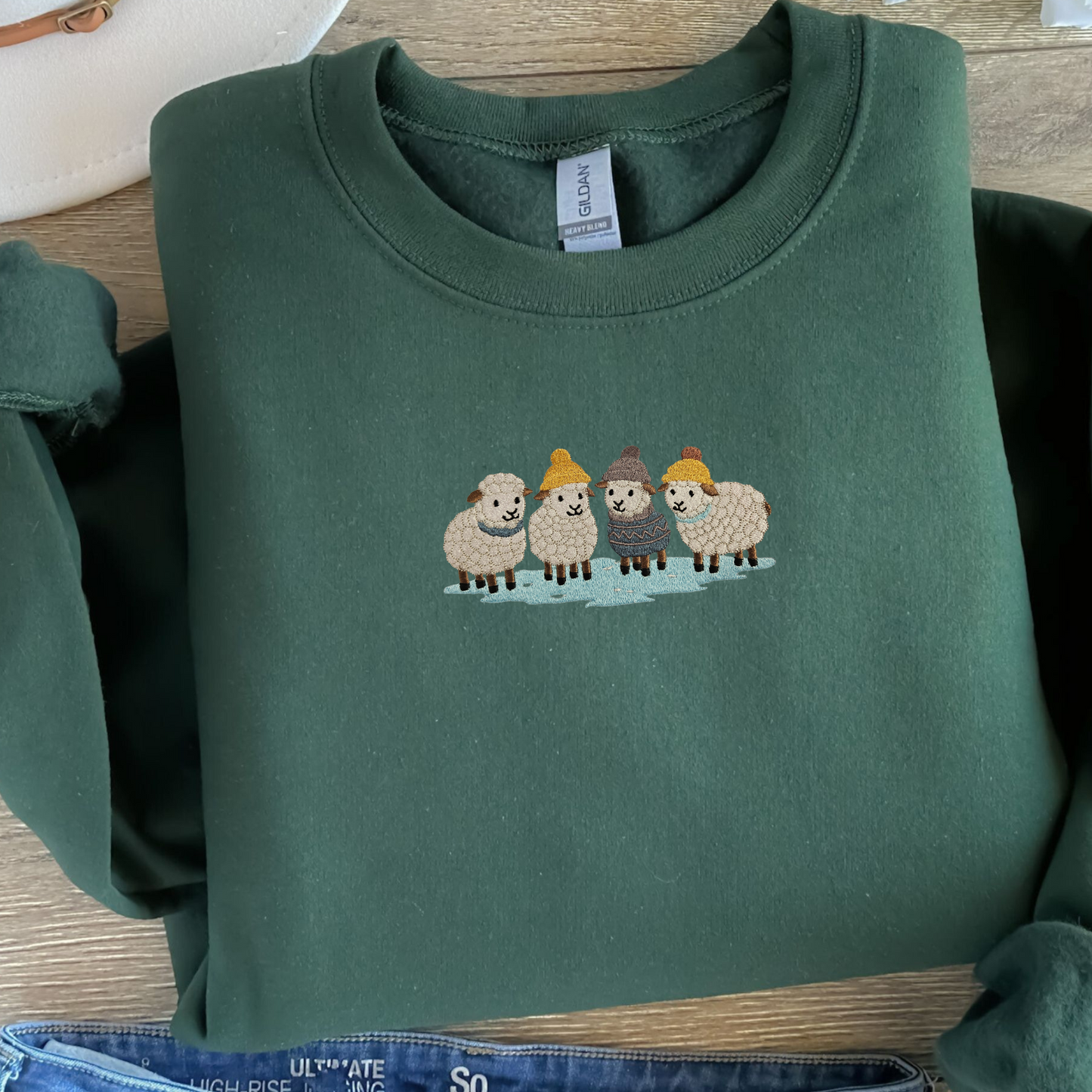 Cute Sheep Embroidered Sweatshirt | Cozy Farm Animal Hoodie or Crewneck | Gildan | Made to Order | 11 Colors Available