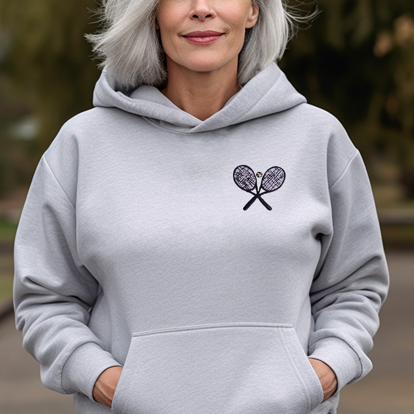 Embroidered Tennis Rackets Sweatshirt Sweater Gift for Women and Men Cute Comfy Pullover Present Unisex Hoodie Embroidered Custom Crewneck
