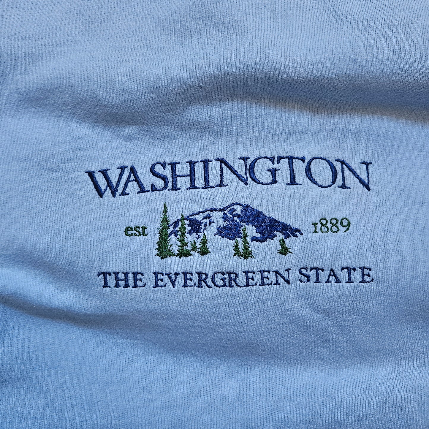 Embroidered T-shirt Washington State Womens Tee Shirt Gift Unisex Comfy Pullover Shirt Teen Present Embroidered Custom Crewneck T-shirt