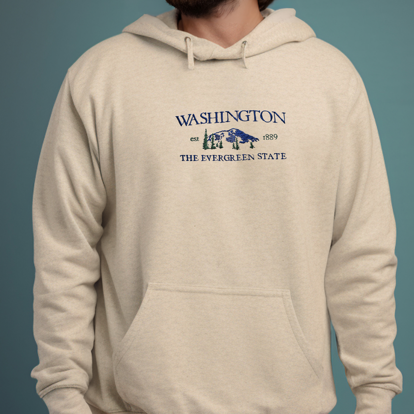Embroidered Sweatshirt Washington State Womens Shirt Gift Unisex Comfy Pullover Crewneck Present Embroidered Custom Hoodie