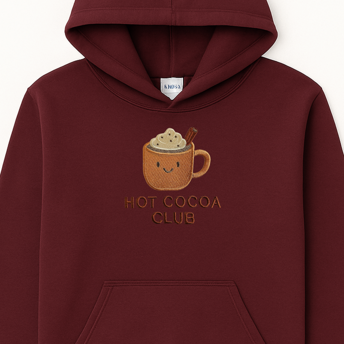 Custom Hot Cocoa Club Embroidered Sweatshirt | Personalized Winter Hoodie or Crewneck | 10 Color Choices | Cozy Hot Chocolate Pullover