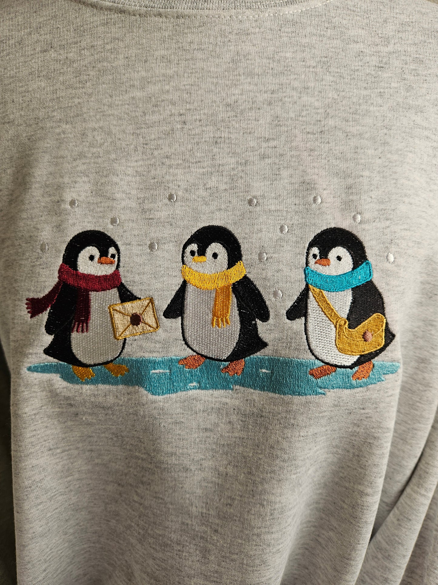 Embroidered Penguin Sweatshirt | Winter Holiday Crewneck or Hoodie | Cute Christmas Embroidery | Made to Order Cozy Winter Pullover