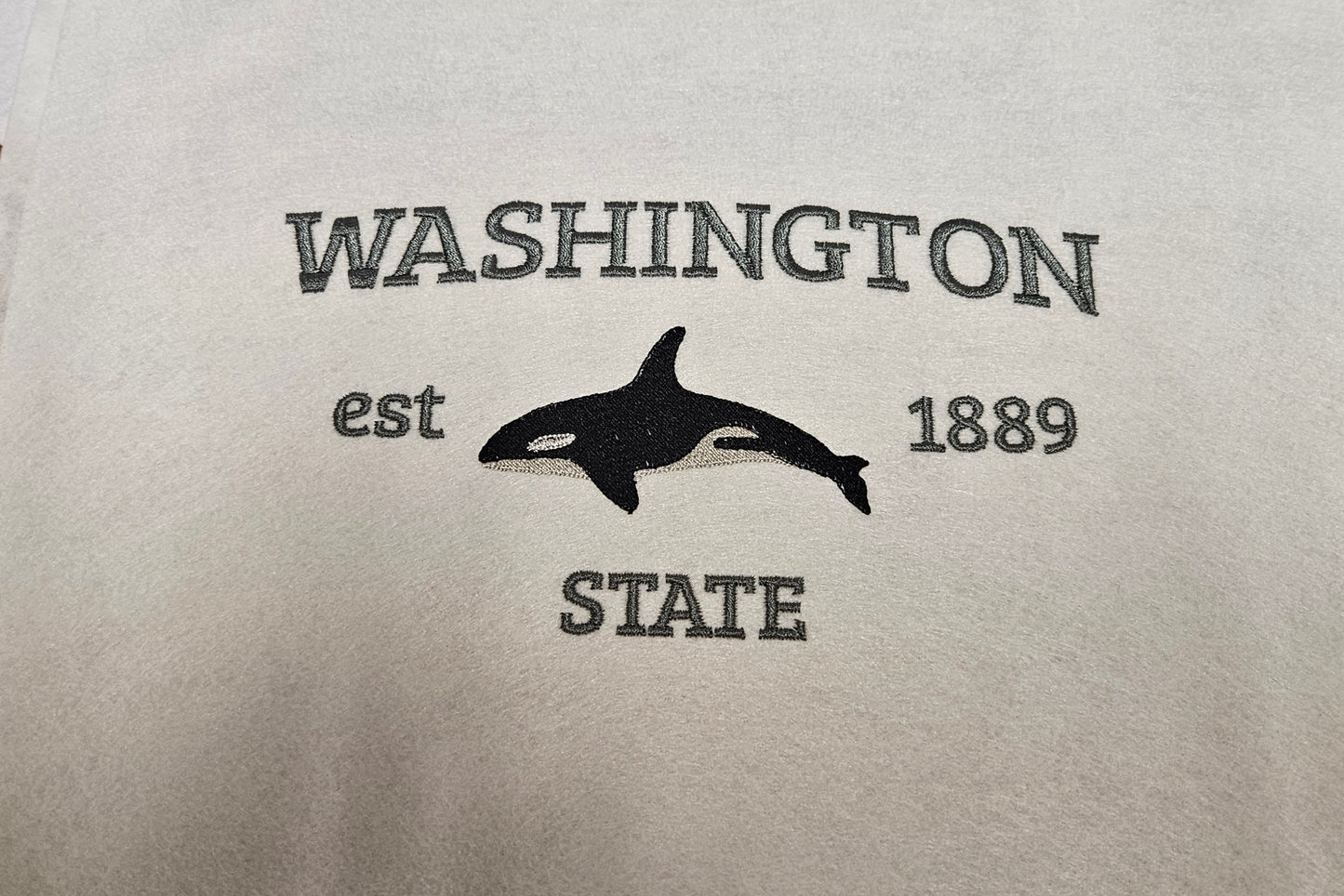 Washington State Embroidered Sweatshirt | Orca Whale Crewneck or Hoodie | Gildan | Made to Order | 11 Colors Available