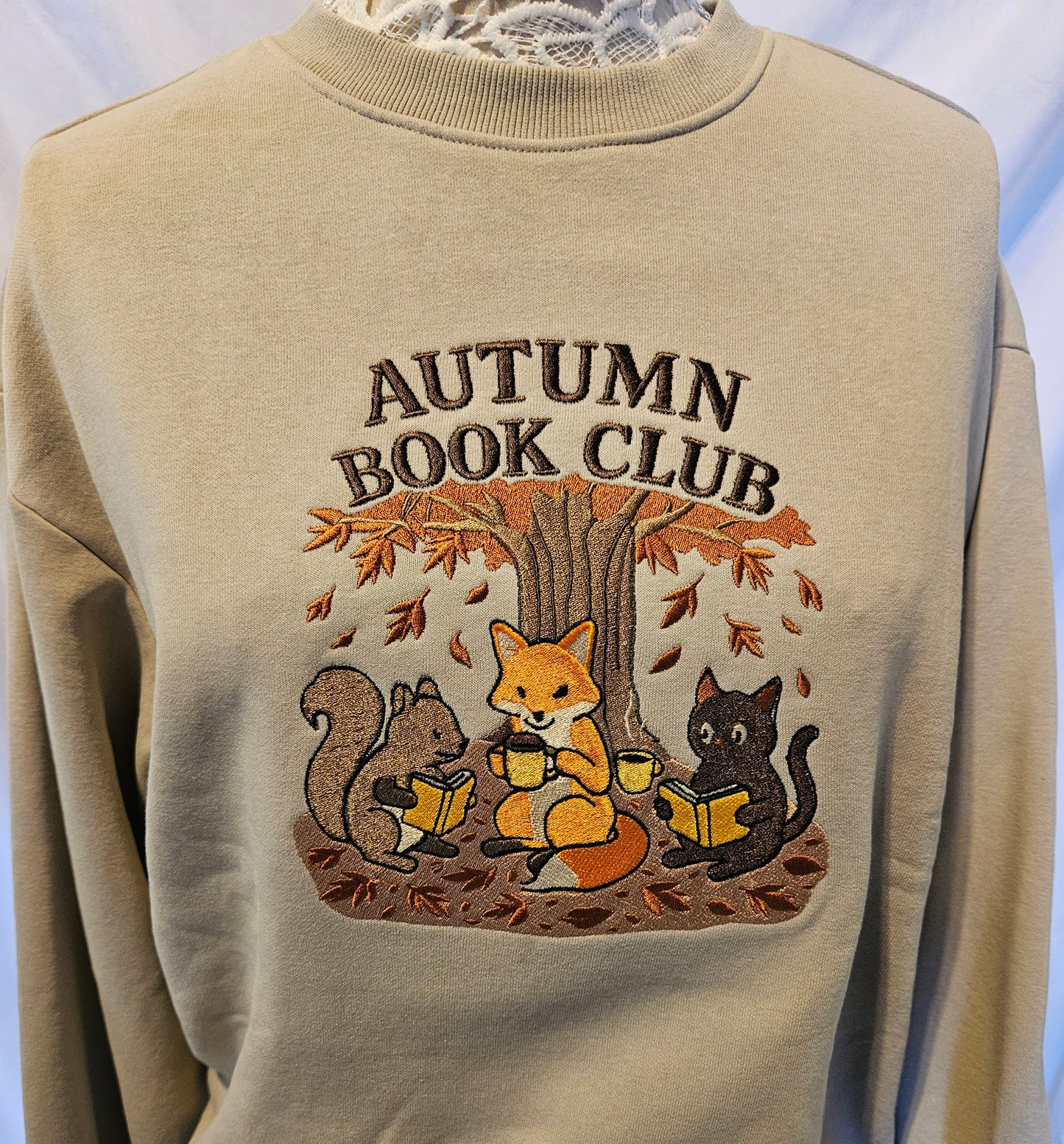 Autumn Book Club Embroidered Sweatshirt | Cozy Fall Crewneck or Hoodie | Made to Order in 10 Colors
