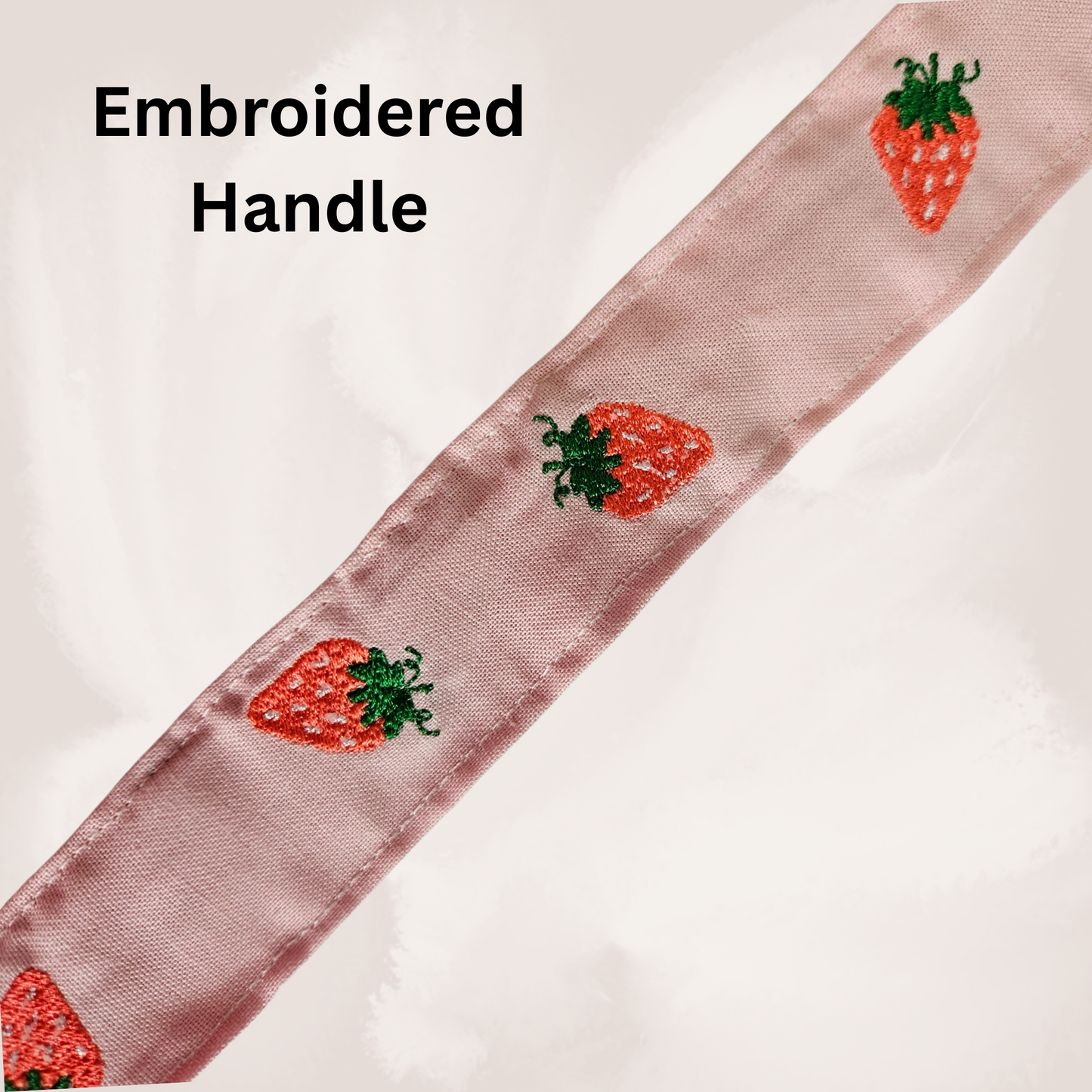Handmade Strawberry Shoulder Bag – Embroidered Strap, Cotton Fabric