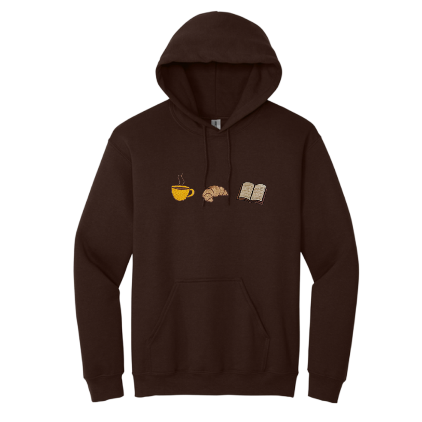 Book Lover Embroidered Sweatshirt | Coffee & Croissant Design | 11 Color Options