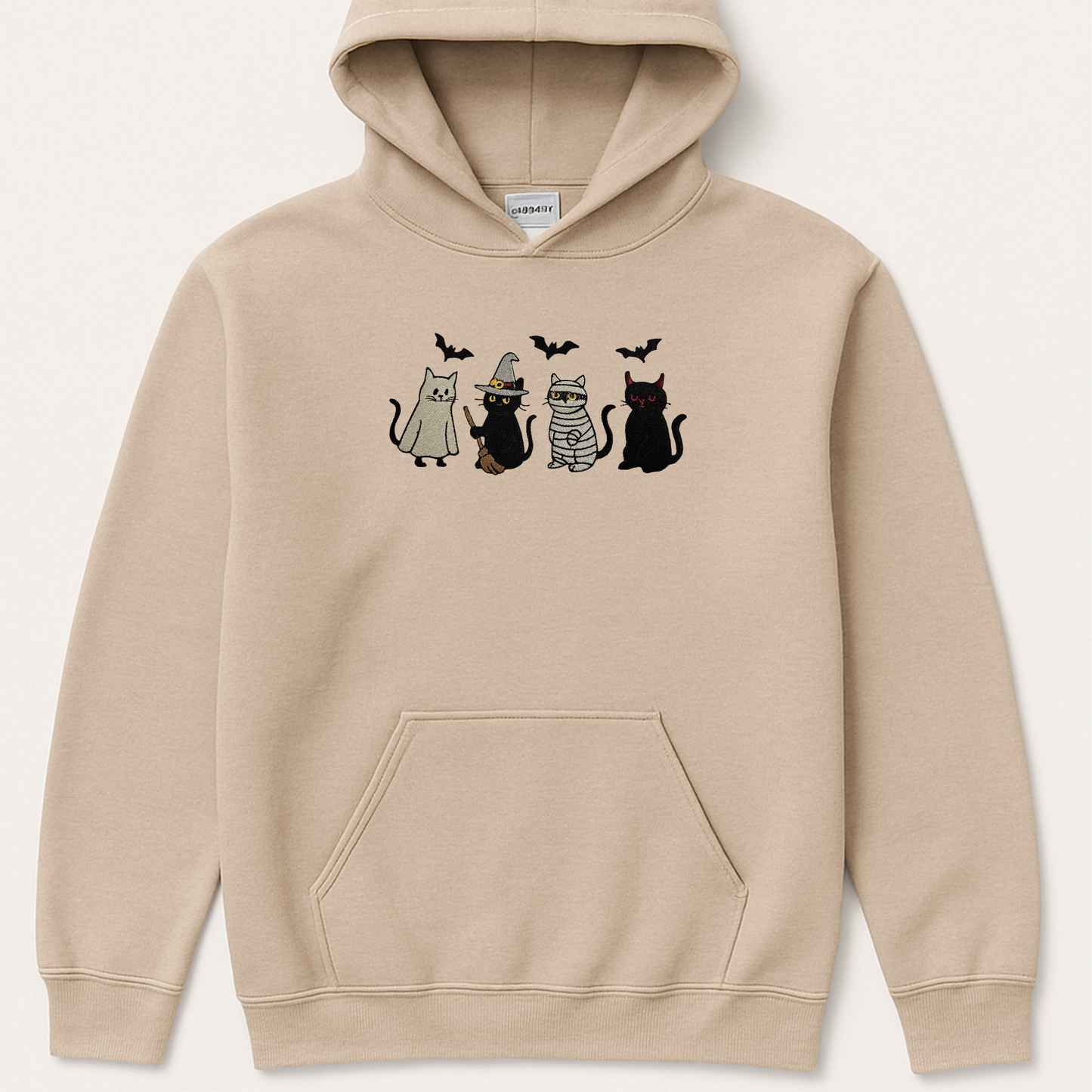 Embroidered Halloween Cat Sweatshirt – Ghost, Witch, Mummy & Devil Cats – Crewneck or Hoodie – Fall Spooky Season Sweater